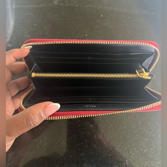 PRADA Red Saffiano Leather Zippy Wallet - Picture 11 of 12